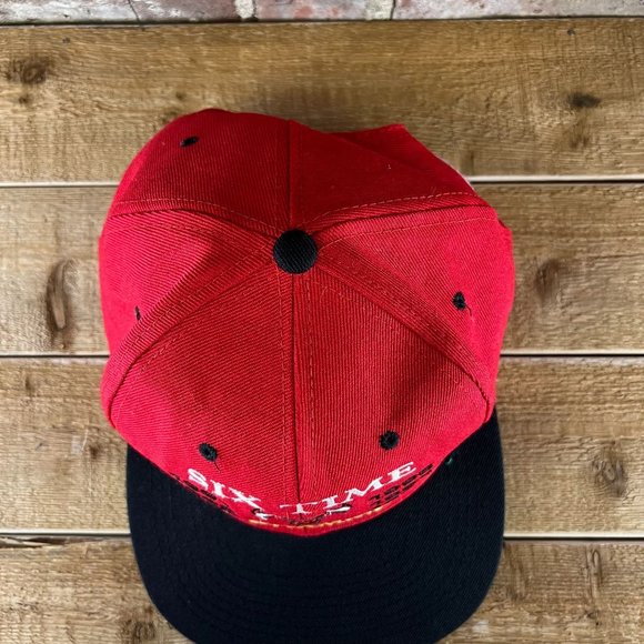 Vtg 1990's Chicago Bulls Six Time NBA Champions Wool Snapback Hat Headmaster - Picture 3 of 6